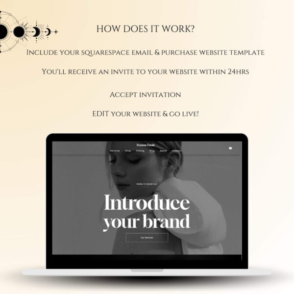 Feminine black and white Squarespace template design, the ultimate feminine Squarespace theme - modern business website template - Image 11