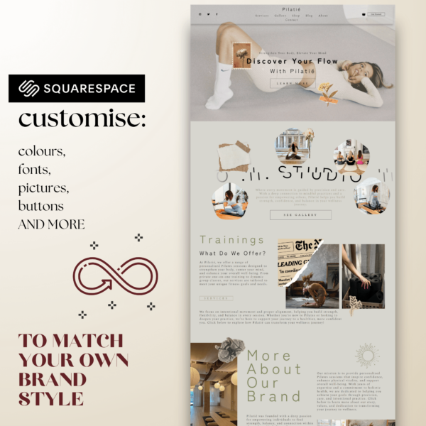 “Pilatié” vintage pilates studio, coach Squarespace Template - Image 5