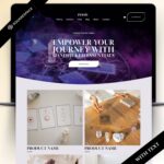 Mystical tarot website template designed for spiritual coaches, intuitive readers, and energy healers. This elegant layout is perfect for promoting tarot, astrology, and Reiki services online.