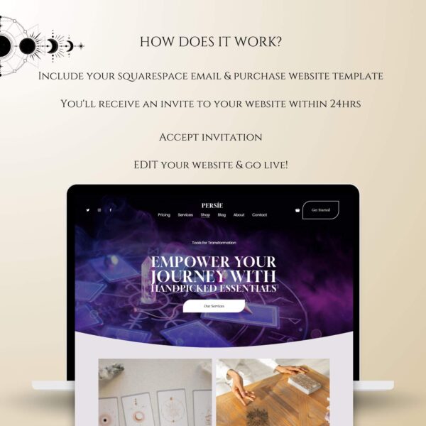 Mystical Tarot reader Squarespace template, Astrology Spiritual template, Reiki Website - Image 9