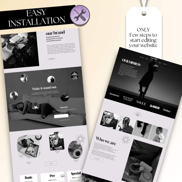 Feminine black and white Squarespace template design, the ultimate feminine Squarespace theme - modern business website template - Image 7