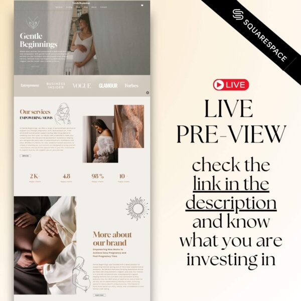 Doula website Squarespace Template 71, Midwife Website template, Birth Worker & Lactation Consultant - Image 4