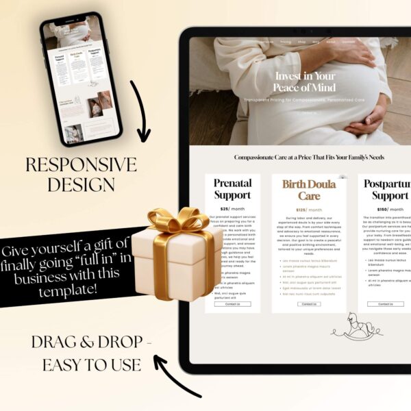 Doula website Squarespace Template 71, Midwife Website template, Birth Worker & Lactation Consultant - Image 6