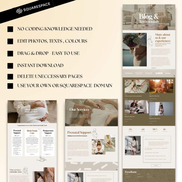 Doula website Squarespace Template 71, Midwife Website template, Birth Worker & Lactation Consultant - Image 9