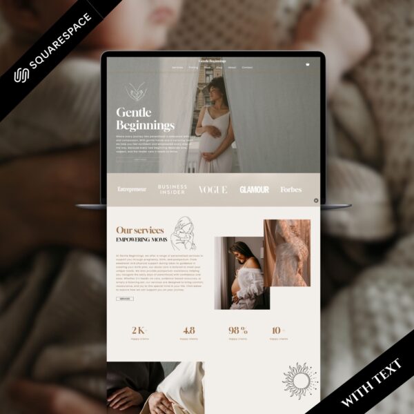 Doula Website Template on Squarespace | Website Template for Birth Worker & Lactation Consultants, Midwifes