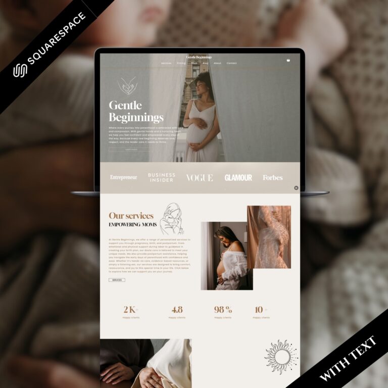 Doula Website Template on Squarespace | Website Template for Birth Worker & Lactation Consultants, Midwifes