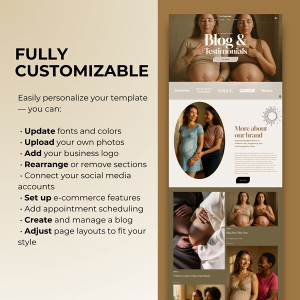 Doula website Squarespace Template 71 | Midwife Website template, Birth Worker