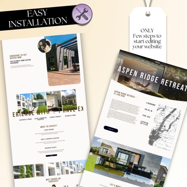 Conversion-focused real estate website template created for realtors who want to attract buyers and sellers. Features customizable sections for neighborhoods, pricing, and team introductions.