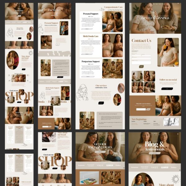 Minimalist doula website template crafted for maternal care professionals seeking a calm and trustworthy online presence. Optimized for mobile viewing, SEO, and ease of use.