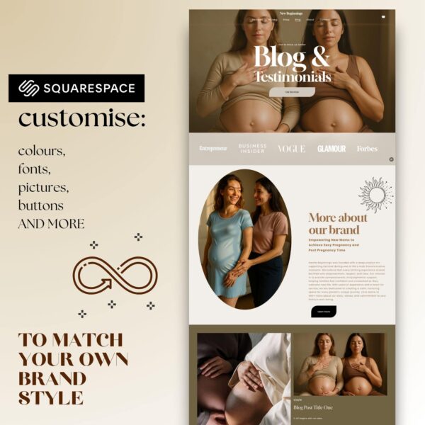 Beautiful and intuitive doula website template ideal for showcasing prenatal, birth, and postpartum services. Includes customizable pages for testimonials, about, and service offerings.