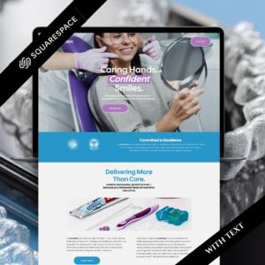 Modern Dentist Website Template for Squarespace showcasing a clean, professional dental office design. Perfect for showcasing dentistry services and attracting new dental care patients online.