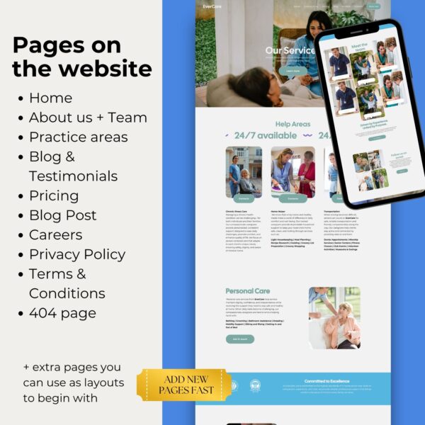 Elderly Care Website – Squarespace Template, Home Health Care, Caregiver, Senior Nursing & Healthcare Medical Website Template