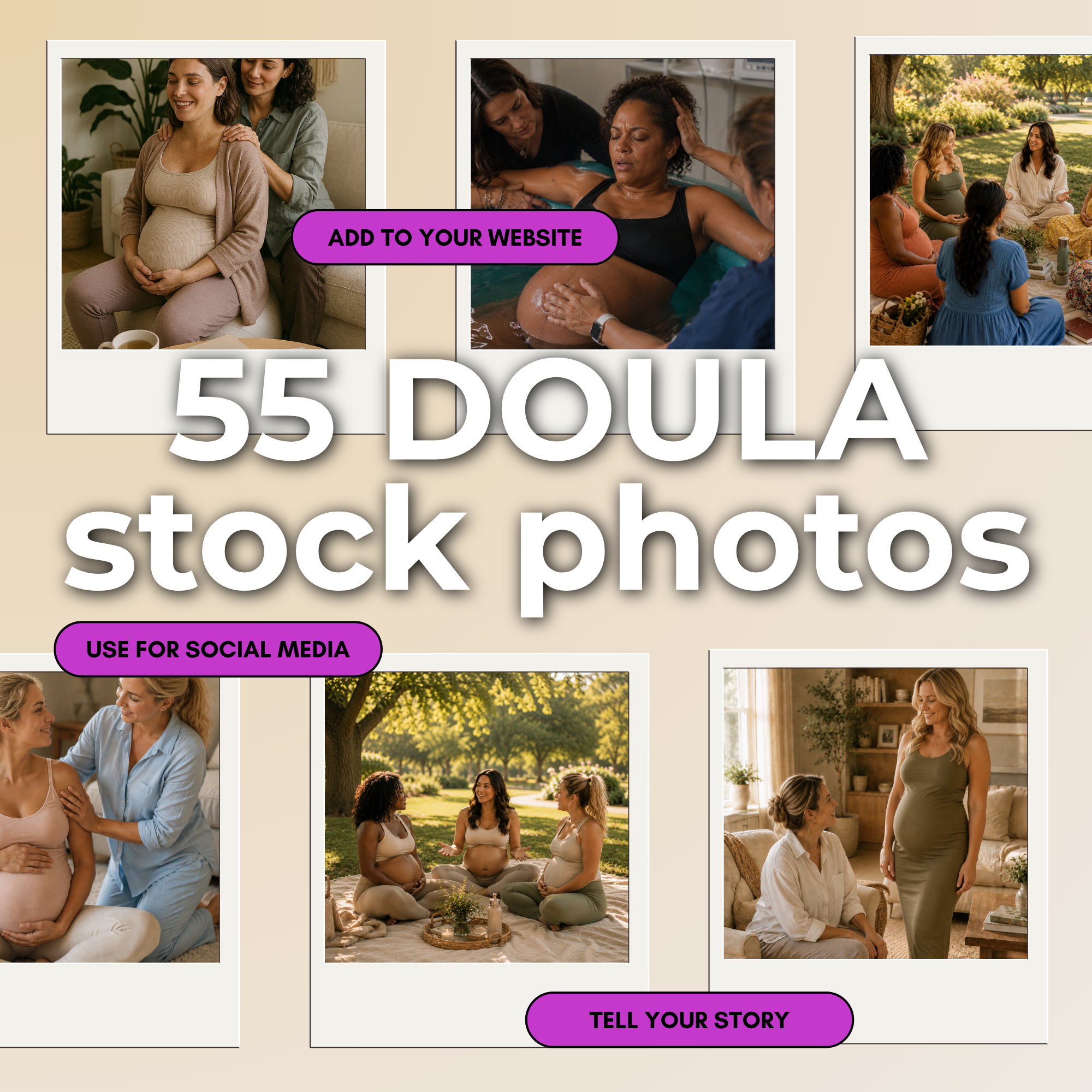 Doula stock pictures for Instagram and Facebook or for Doula website templates