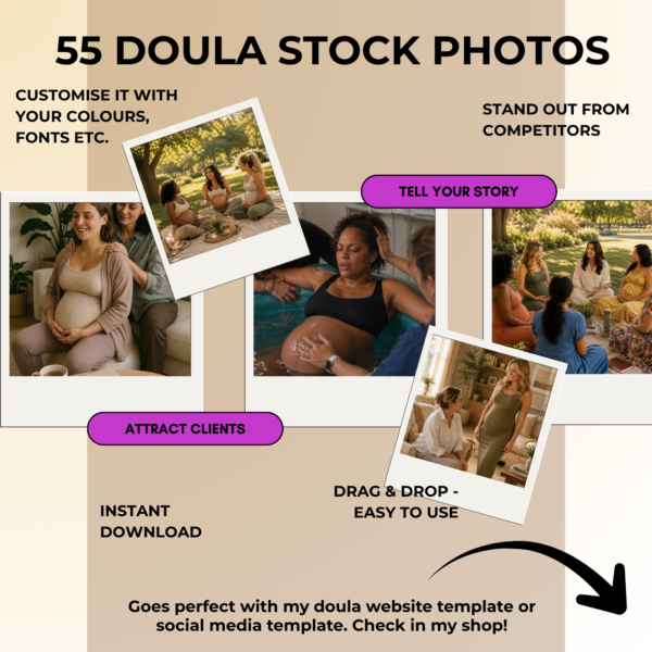 55 Doula Stock Photos Bundle | Feminine Birth Worker Images for Websites, Social Media & Marketing