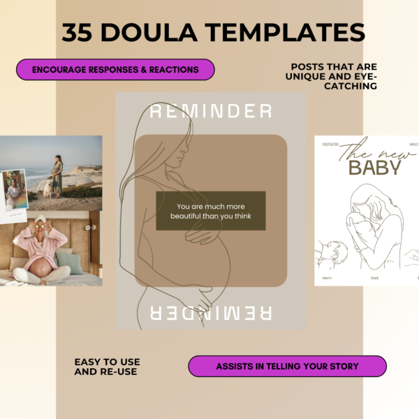 35 Doula Canva Templates for social media | Birth Worker, Midwife, Lactation Consultant