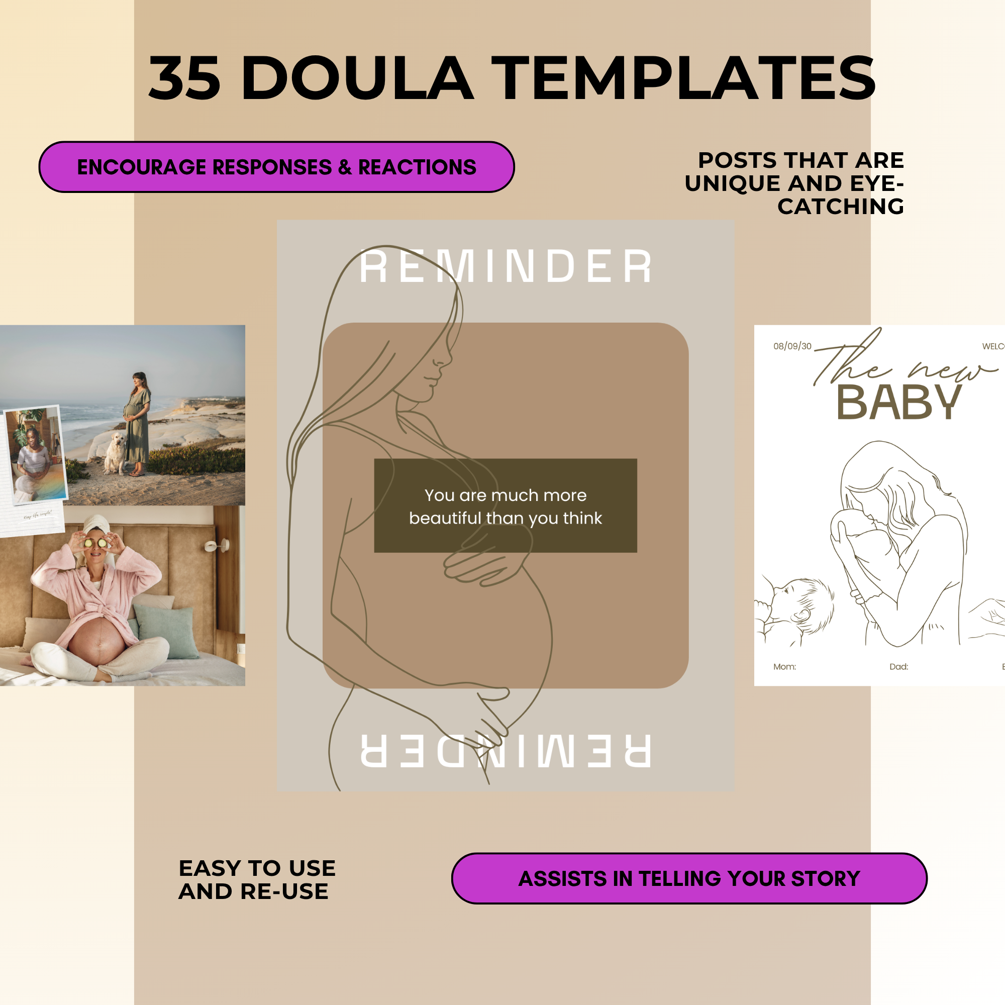35 Doula Canva Templates for social media | Birth Worker, Midwife, Lactation Consultant - Image 2
